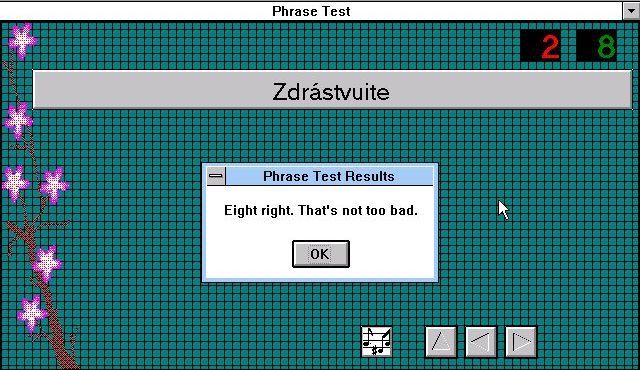 EZ Language: Russian (Windows 3.x) screenshot: Phrase Test results
