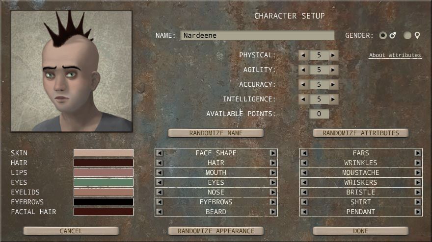 Caravaneer 2 (Browser) screenshot: Character Adjustment