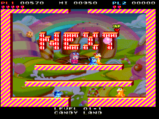 Bubblegum Bros. (ZX Spectrum Next) screenshot: Level 1-1.