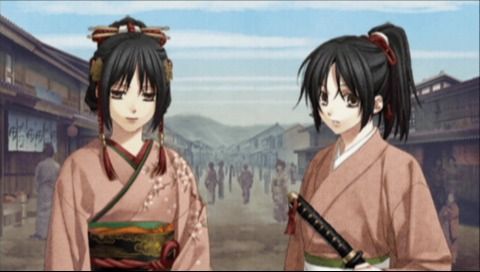 Hakuoki: Demon of the Fleeting Blossom (PSP) screenshot: I guess we could pass as twins