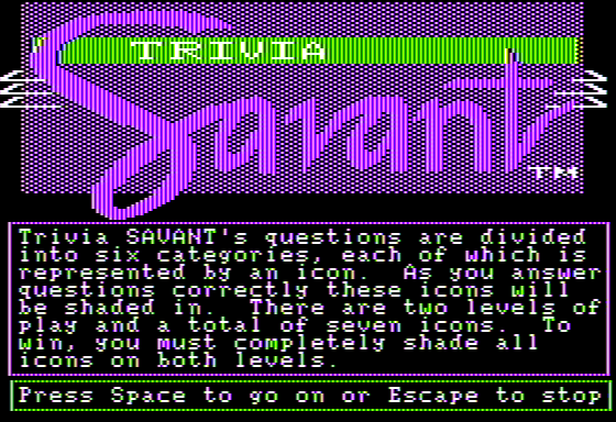 Trivia Savant (Apple II) screenshot: Introduction