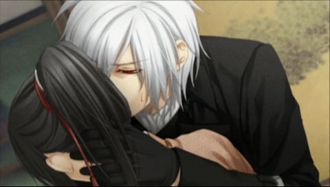 Hakuoki: Demon of the Fleeting Blossom (PSP) screenshot: Giving Saito your blood