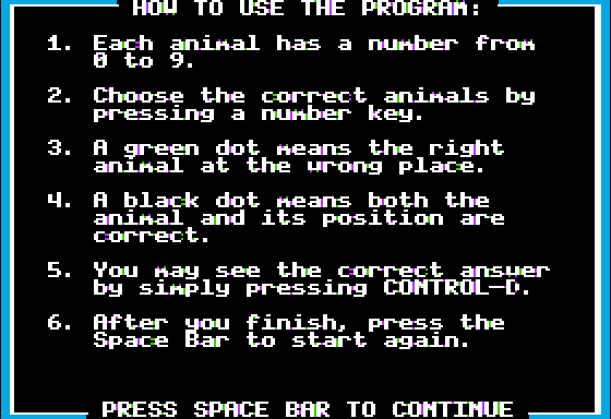 Alpine Tram Ride (Apple II) screenshot: Instructions