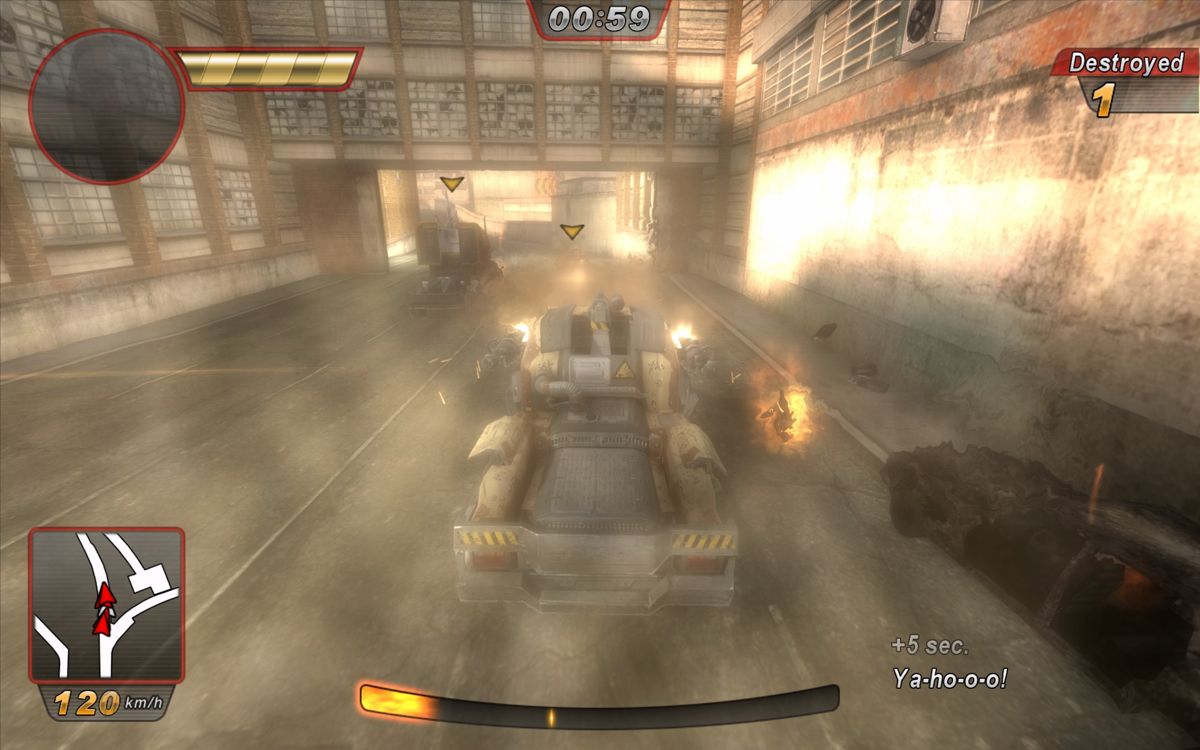 Gear Grinder (Windows) screenshot: Too much action clouds the screen.