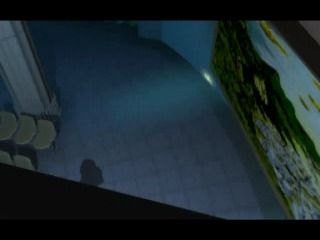 R?MJ: The Mystery Hospital (SEGA Saturn) screenshot: Looking down at the first floor lobby from the 2nd floor... there's somebody down there