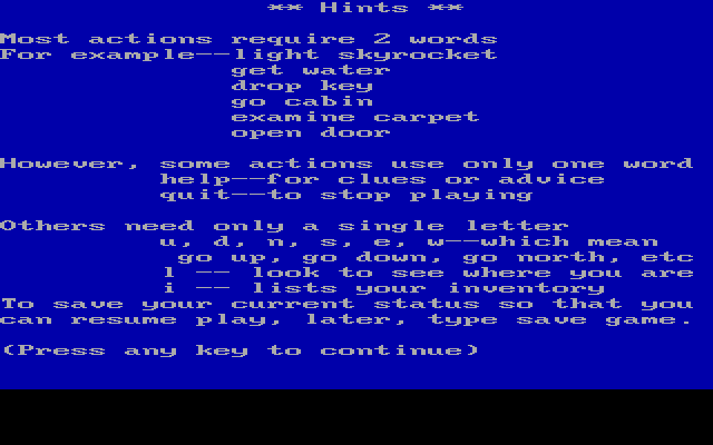 The Asian Challenge (DOS) screenshot: Instructions