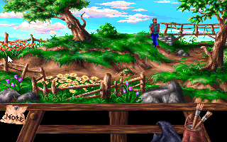 Heaven's Dawn (DOS) screenshot: Outside the garden, going towards the forest.