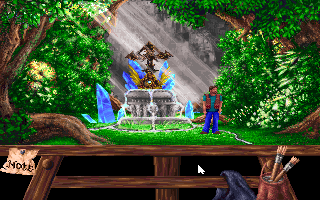Heaven's Dawn (DOS) screenshot: The forest altar - another place which just seems inspired by "Legend of Kyrandia"... To make it clear, this game is NO plagiarism, but seems to draw some inspiration from that one.