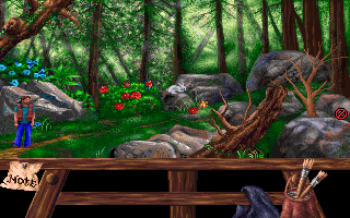 Heaven's Dawn (DOS) screenshot: Spend a while walking through the forest after the altar has been repaired and water has returned.