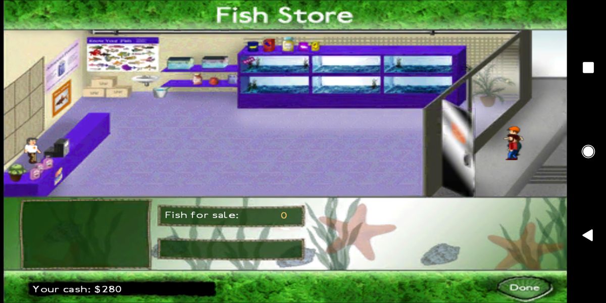 Fish Tycoon (Android) screenshot: Fish store