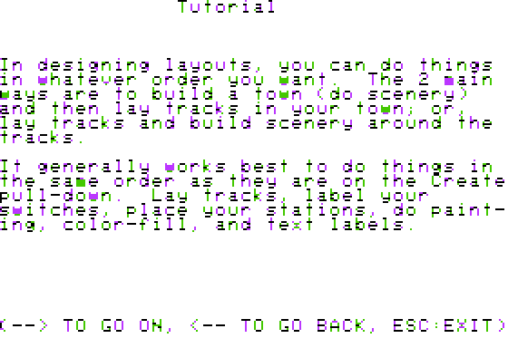 Design Your Own Train: The Transit System Construction Set (Apple II) screenshot: Instructions