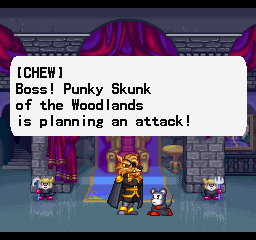 Punky Skunk (PlayStation) screenshot: Opening cutscene. Looks like the big wolf has someone coming for him...