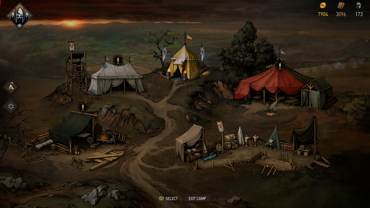 Thronebreaker: The Witcher Tales (Windows) screenshot: Camp Screen