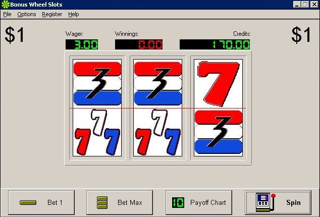 Bonus Wheel Slots (Windows 3.x) screenshot: Bonus Sevens Slots