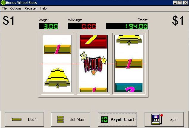Bonus Wheel Slots (Windows 3.x) screenshot: The Bonus Bars game