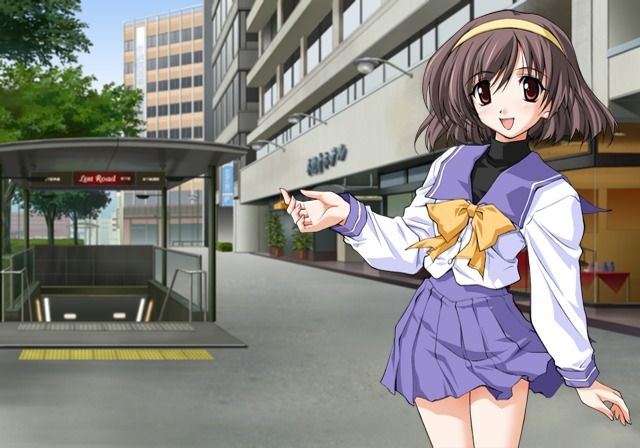 Memories Off: After Rain - Vol.3: Sotsugyō (PlayStation 2) screenshot: In front of the subway station entrance