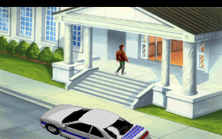 Police Quest: In Pursuit of the Death Angel (DOS) screenshot: The courthouse. (MCGA/VGA)