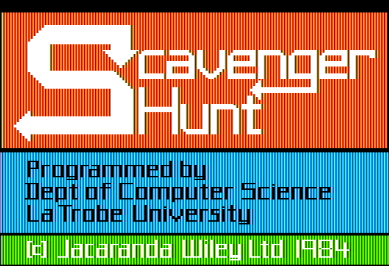 Scavenger Hunt (Apple II) screenshot: Title Screen