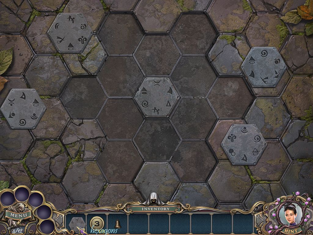 Witch Hunters: Stolen Beauty (Collector's Edition) (Windows) screenshot: This is an early tile puzzle. First eight missing pieces have to be found then they have to be placed correctly