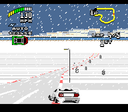 Top Gear 2 (Genesis) screenshot: White color was not the best choice for a snowy track