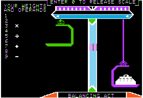 Balancing Act (Apple II) screenshot: The Scales are Unbalanced