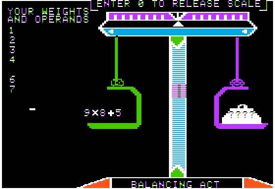 Balancing Act (Apple II) screenshot: The Scales are Balanced