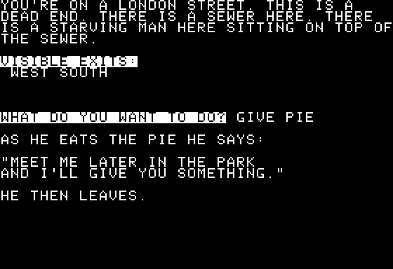 Jack the Ripper II (Apple II) screenshot: Bribing a Sewer Employee