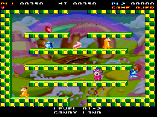 Bubblegum Bros. (ZX Spectrum Next) screenshot: Level 1-2.