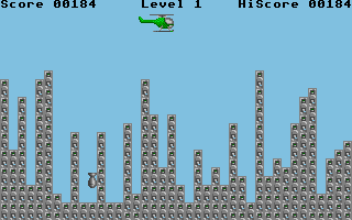 Disk 15 (Atari ST) screenshot: The helicopter moves automatically from left to right, loosing height on each turn.