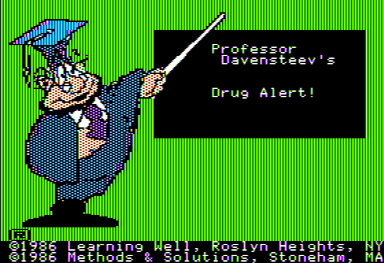 Drug Alert! (Apple II) screenshot: Title Screen