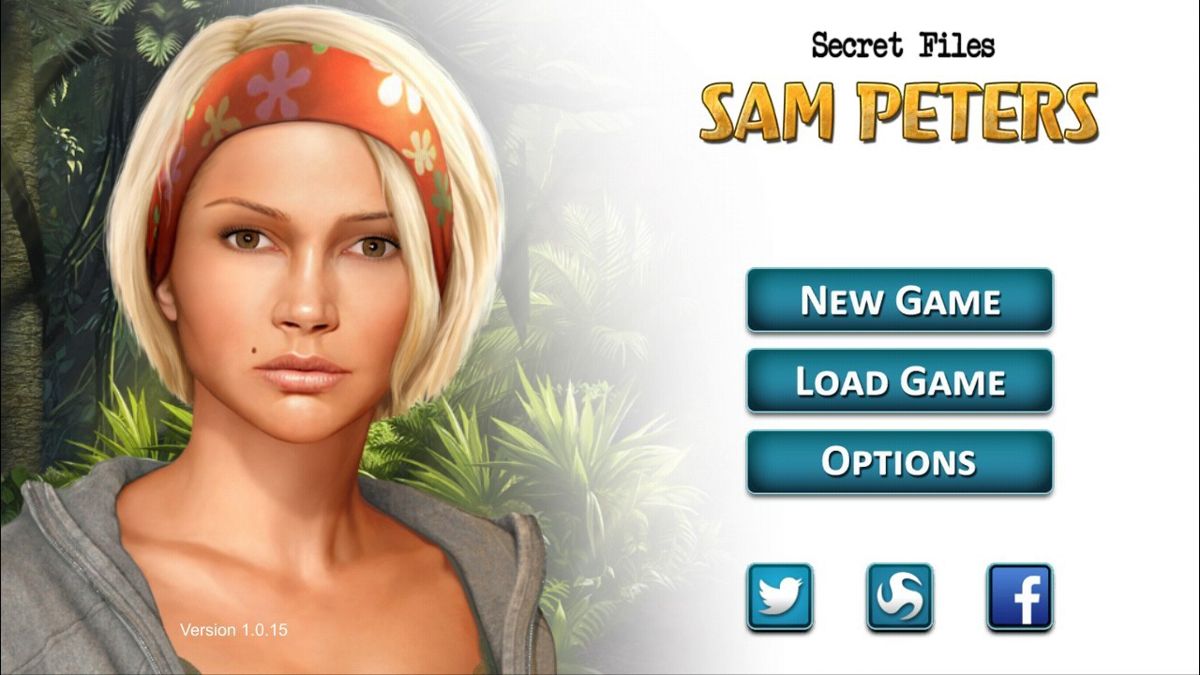 Secret Files: Sam Peters (Android) screenshot: Title and Main Menu