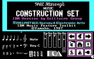 Will Harvey's Music Construction Set (PC Booter) screenshot: Title screen (special version for IBM Music Feature card)