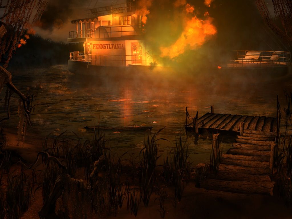 Midnight Mysteries: Devil on the Mississippi (Macintosh) screenshot: Samuel Clemens in real life lost his brother when the riverboat Pennsylvania exploded