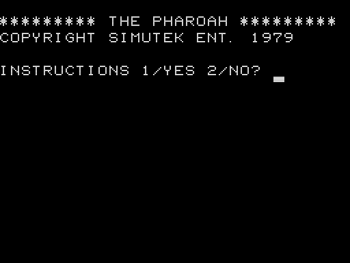 Pharaoh (TRS-80) screenshot: Title Screen