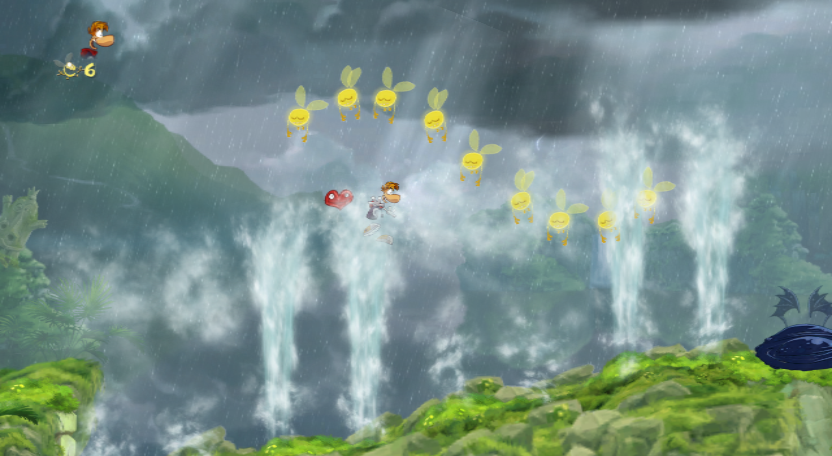 Rayman Origins (Wii) screenshot: Geysers