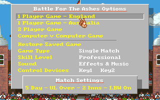 Battle for the Ashes (DOS) screenshot: The game's configuration options Shareware version