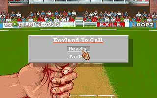 Battle for the Ashes (DOS) screenshot: After the team selection there is the traditional coin toss before the match gets underway