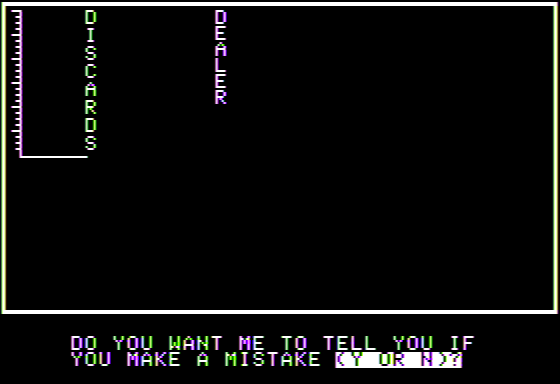 Advanced Blackjack (Apple II) screenshot: Will the Computer Play for Me?