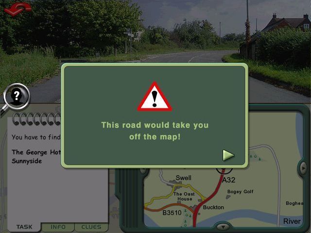 the Map Detectives: Rural Mystery (Windows) screenshot: While the player can get from A to B anyway they wish there are some roads they cannot take