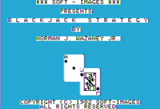 Blackjack Strategy (Apple II) screenshot: Title Screen