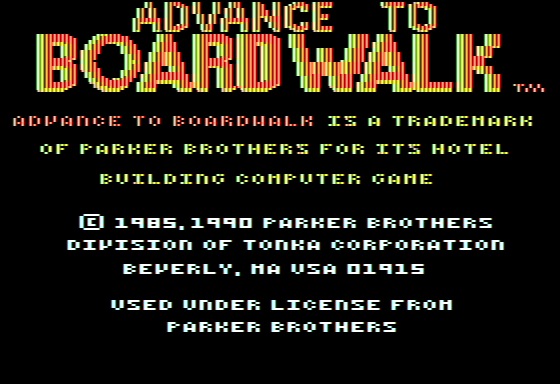 Advance to Boardwalk (Apple II) screenshot: Introduction