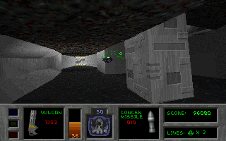 Descent (DOS) screenshot: Simplified HUD view.