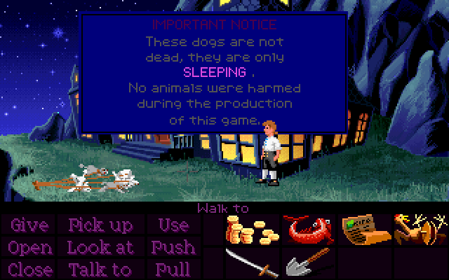 The Secret of Monkey Island (DOS) screenshot: No animals were harmed in this game
