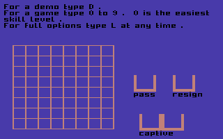 Microgo1 (Commodore 64) screenshot: Main options.