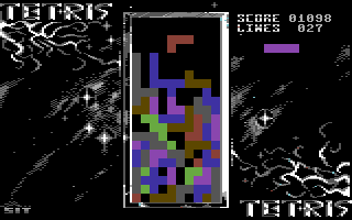 Tetris (Commodore 64) screenshot: Blocks are reaching critical mass!