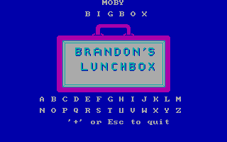 Brandon's Big Lunchbox (DOS) screenshot: The player's name can be supplied as a parameter to the game. It then appears in-game on the title screen but not on the game screens