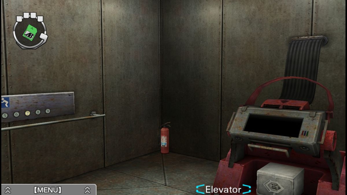 Zero Escape: The Nonary Games (Windows) screenshot: VLR: Looking around in an escape room section.