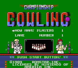 Championship Bowling (NES) screenshot: Title Screen