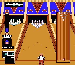 Championship Bowling (NES) screenshot: And finally the ‘Power’ bar that I also need to time correctly to get my desired power.