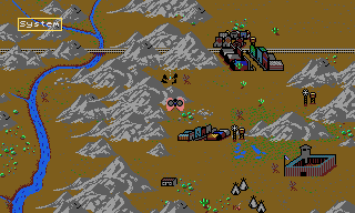 Billy the Kid (DOS) screenshot: Choosing the next location on the overhead map